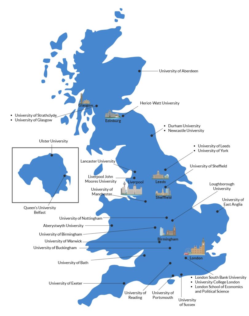 Map of Top Finance and Accounting Universities in the UK